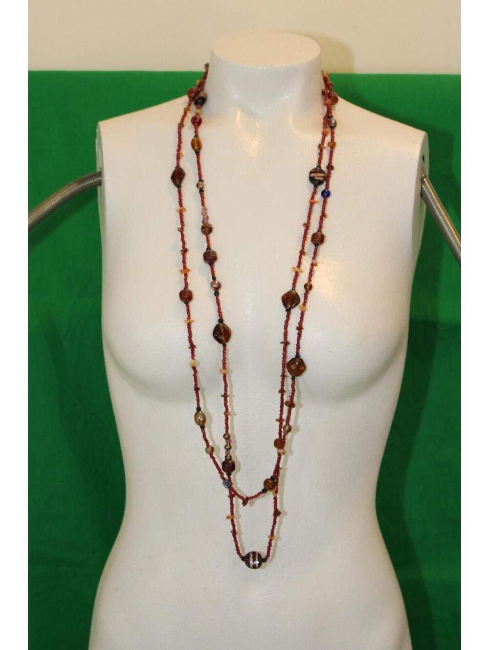 Vintage Long Glass Beaded Necklace